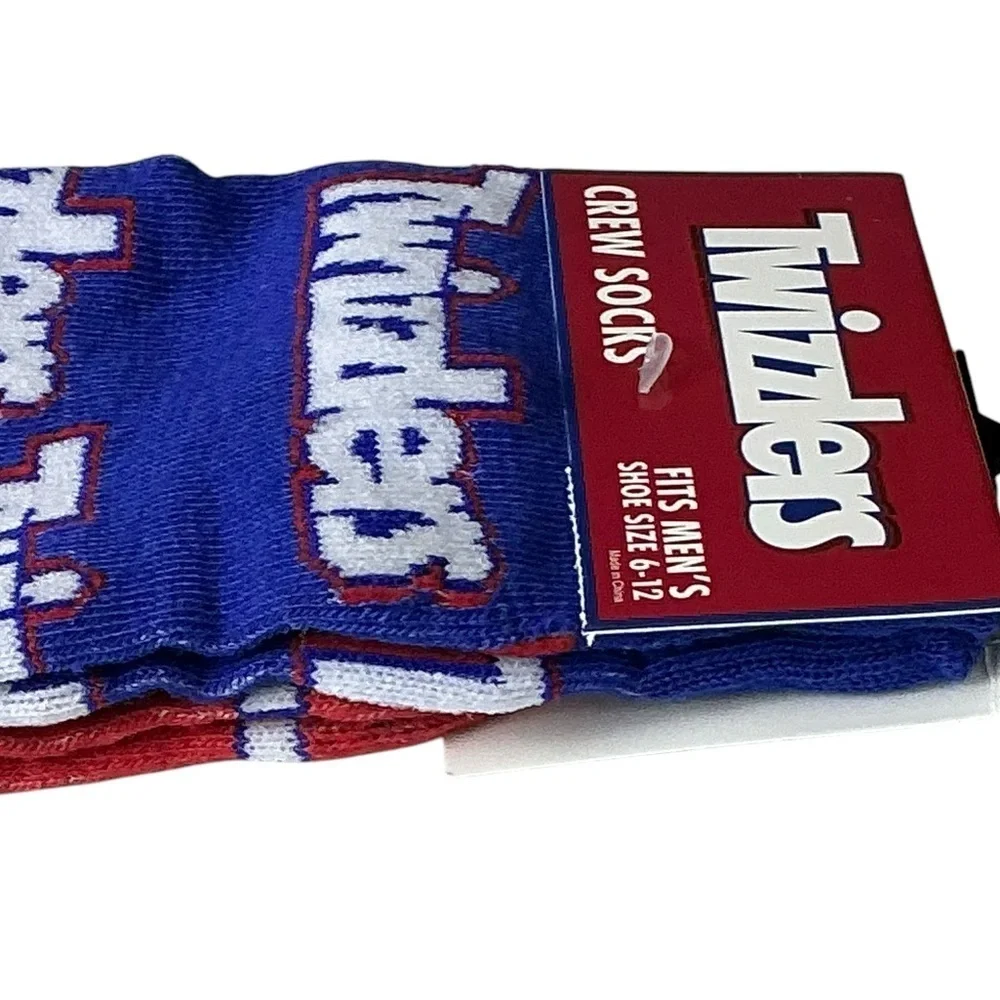 Twizzlers Crew Socks Novelty Funny Red White Blue Unisex Men OS 6-12